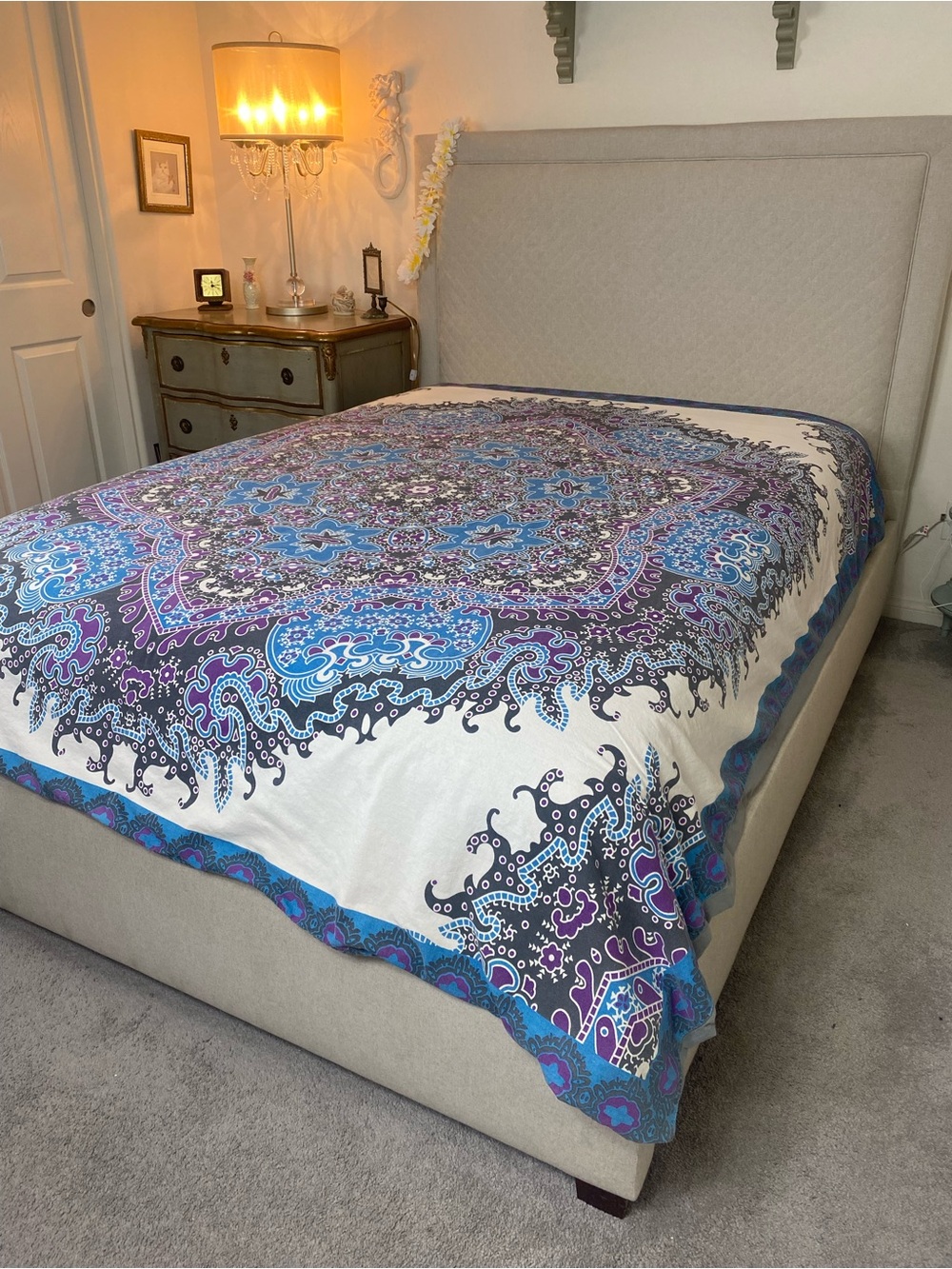 Bohemian Medallion Quilt Cover - Multicolor (Blue, Purple)